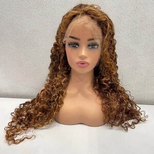 34inch Ombre Honey Blonde Curly 13x4 Human Hair Wig